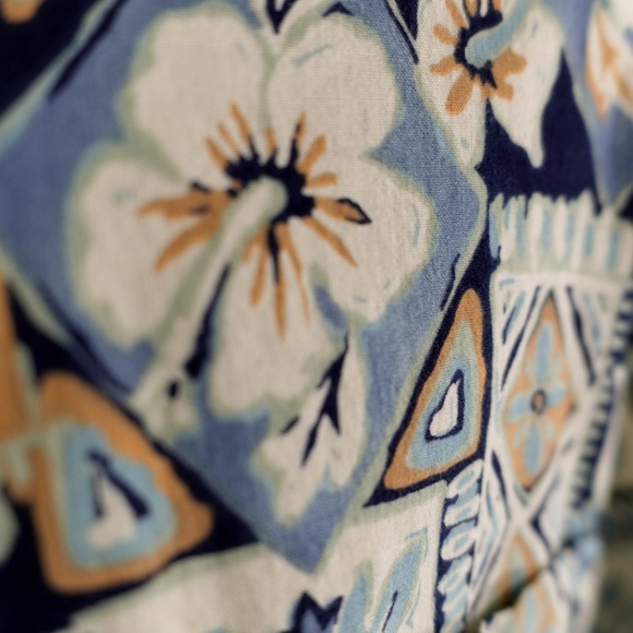 Pierre‎ Cardin Large Blue Cotton Floral Button Down Tropical Shirt Short Sleeve - Picture 5 of 10